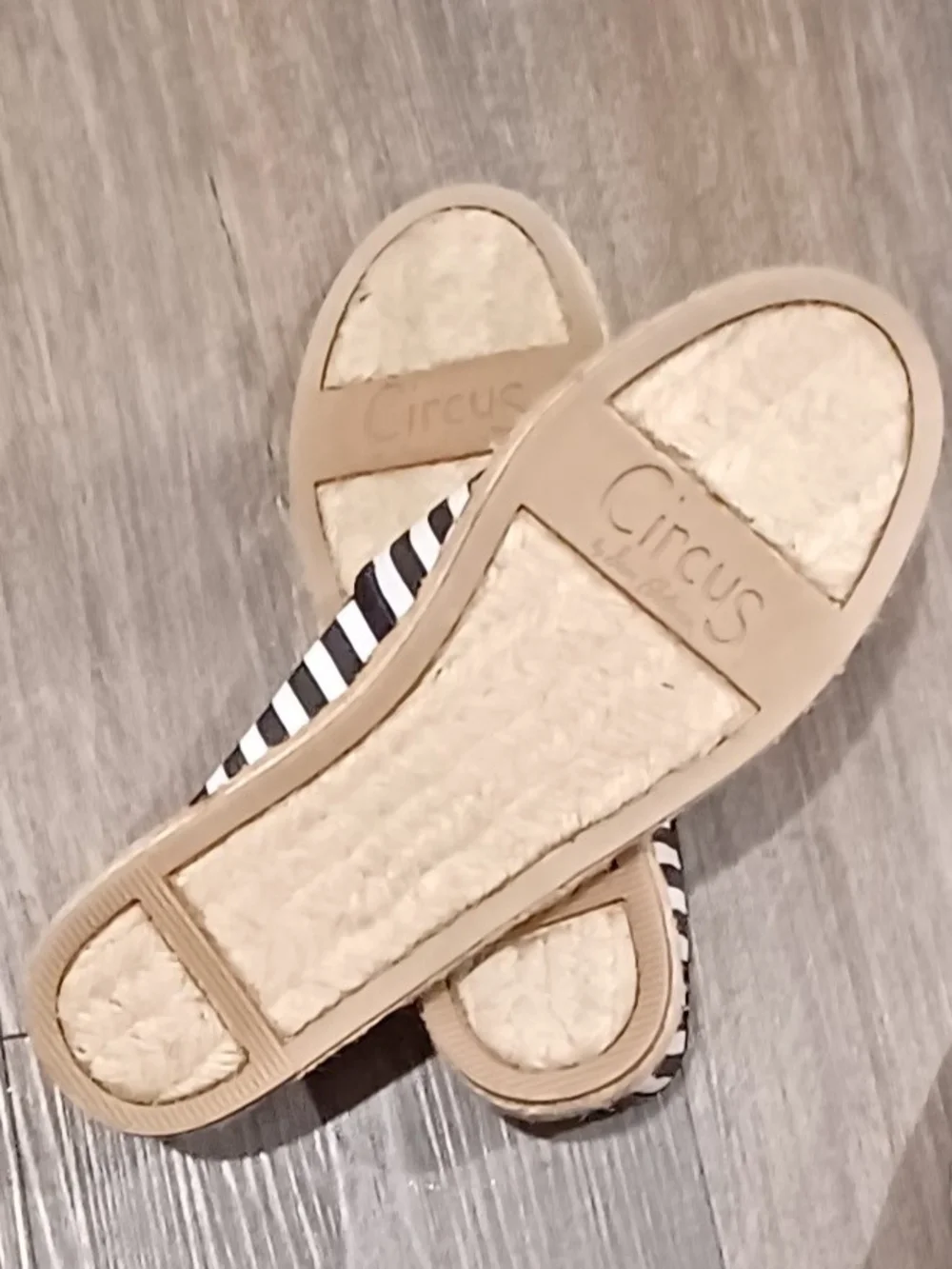 Sam Edelman Circus Leni Black & White Striped Espadrilles With AppliqueTrim
